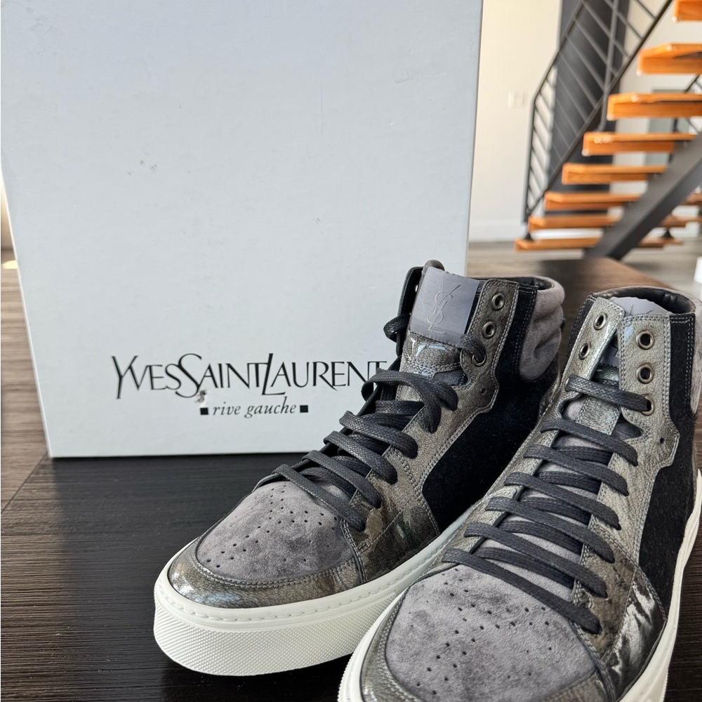 Saint Laurent Men's Malibu High Patent Sneakers (NEVER WORN)